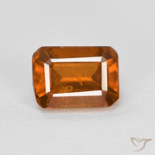 1.43ct 자연스러운 미디엄 다크 오렌지 헤소나이트 가넷, 에메랄드 컷, VS-SI