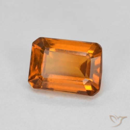 1.42ct 자연스러운 미디엄 다크 오렌지 헤소나이트 가넷, 에메랄드 컷, VS