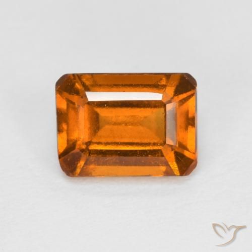 1.44ct 자연스러운 미디엄 오렌지 헤소나이트 가넷, 에메랄드 컷, VS