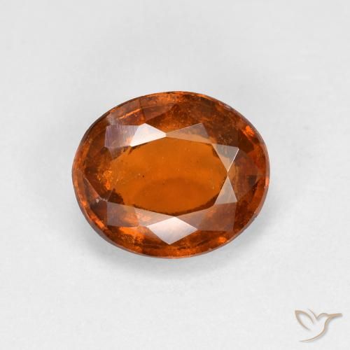 1.62ct 자연스러운 미디엄 다크 오렌지 헤소나이트 가넷, 타원형, VS