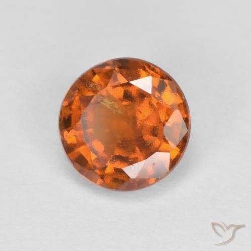 0.95ct 자연스러운 미디엄 다크 오렌지 헤소나이트 가넷, 둥근, VS