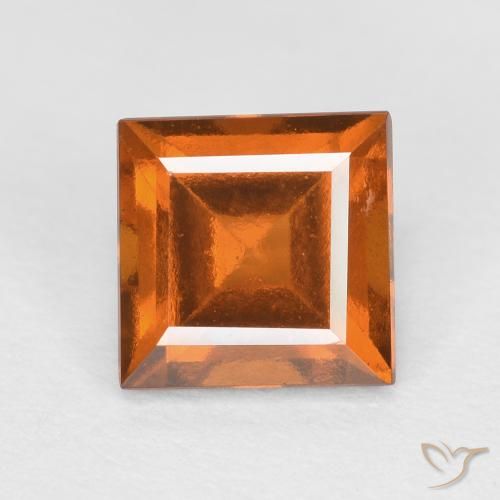 1.47ct 자연스러운 딥 오렌지 헤소나이트 가넷, 정사각형, VS
