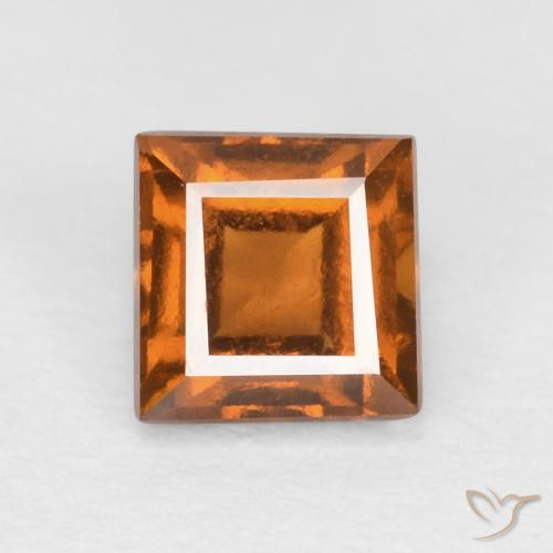 0.86ct 자연스러운 미디엄 오렌지 헤소나이트 가넷, 정사각형, VS