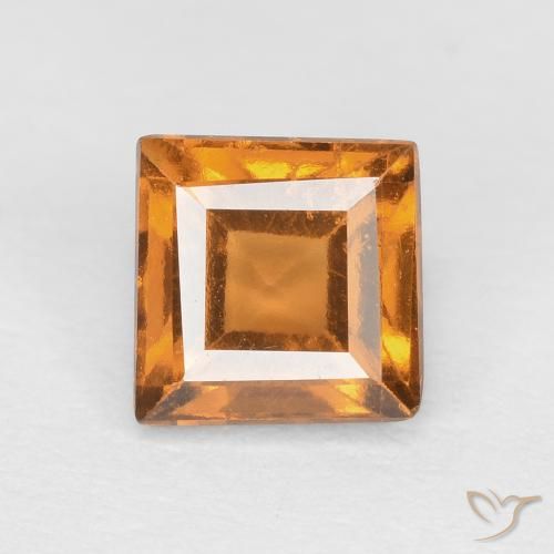 0.91ct 자연스러운 오렌지 브라운 헤소나이트 가넷, 정사각형, VS