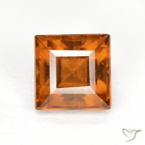 1.57ct 자연스러운 딥 오렌지 헤소나이트 가넷, 정사각형, VS