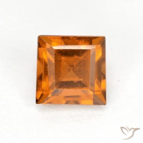 1.00ct 자연스러운 오렌지 브라운 헤소나이트 가넷, 정사각형, VS