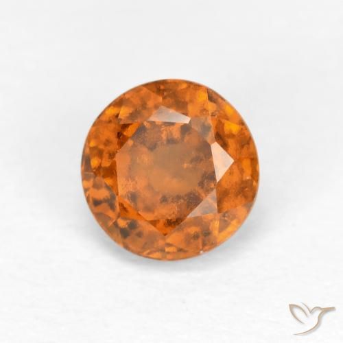 1.05캐럿 천연 미디엄 오렌지 헤소나이트 가넷, 라운드 컷, VS