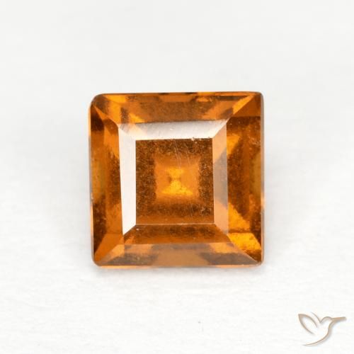 0.88ct 자연스러운 오렌지 브라운 헤소나이트 가넷, 정사각형, VS