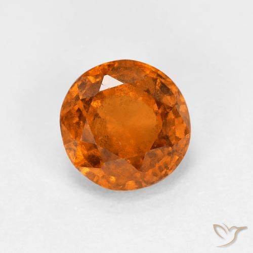0.92ct 자연스러운 딥 오렌지 헤소나이트 가넷, 둥근, VS-SI