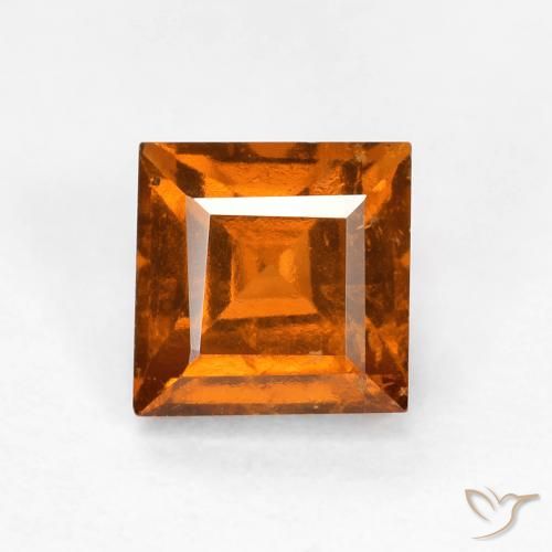 1.05ct 자연스러운 미디엄 다크 오렌지 헤소나이트 가넷, 정사각형, VS-SI