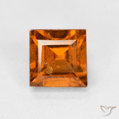 1.08ct 자연스러운 미디엄 다크 오렌지 헤소나이트 가넷, 정사각형, VS-SI