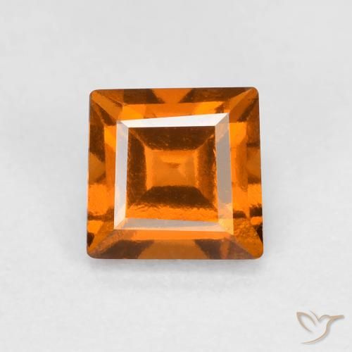 0.97ct 자연스러운 미디엄 다크 오렌지 헤소나이트 가넷, 정사각형, VS