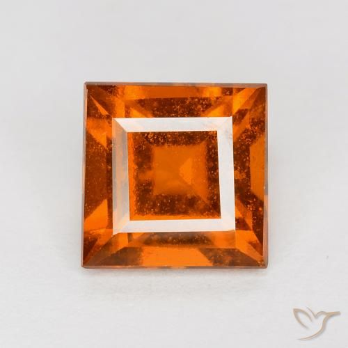 1.70ct 자연스러운 딥 오렌지 헤소나이트 가넷, 정사각형, VS