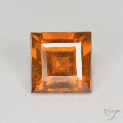 1.18ct 자연스러운 딥 오렌지 헤소나이트 가넷, 정사각형, VS