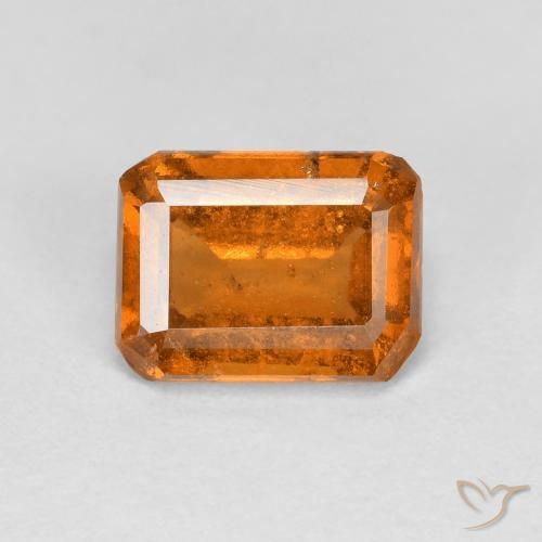 1.74ct 자연스러운 미디엄 오렌지 헤소나이트 가넷, 에메랄드 컷, VS