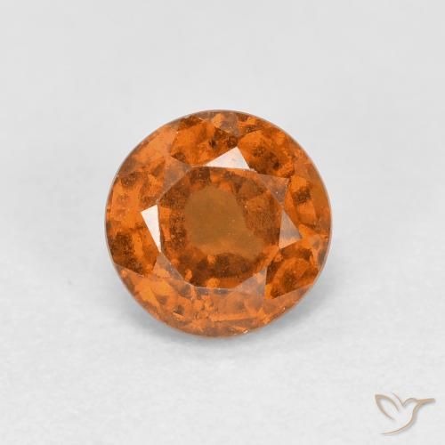 0.92ct 자연스러운 미디엄 다크 오렌지 헤소나이트 가넷, 둥근, VS