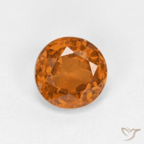 0.89ct 자연스러운 미디엄 오렌지 헤소나이트 가넷, 둥근, VS