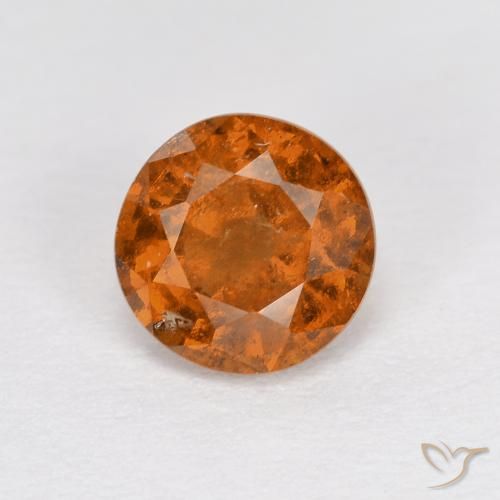 0.96ct 자연스러운 딥 오렌지 헤소나이트 가넷, 둥근, VS