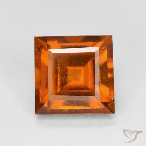2.04ct 자연스러운 미디엄 다크 오렌지 헤소나이트 가넷, 정사각형, VS