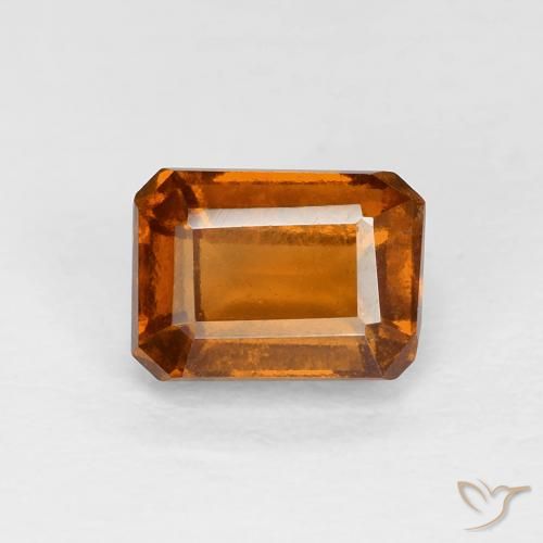 1.40ct 자연스러운 딥 오렌지 헤소나이트 가넷, 에메랄드 컷, VS