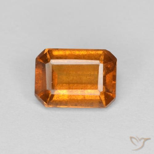 1.18ct 자연스러운 오렌지 브라운 헤소나이트 가넷, 에메랄드 컷, VS