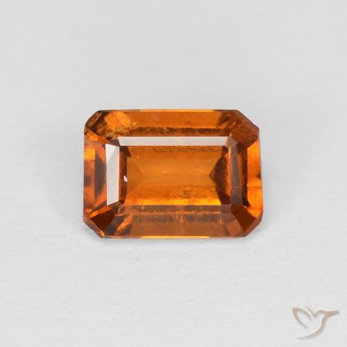 1.11ct 자연스러운 딥 오렌지 헤소나이트 가넷, 에메랄드 컷, VS