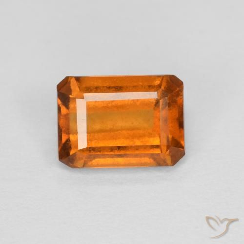 1.25ct 자연스러운 노란 오렌지 헤소나이트 가넷, 에메랄드 컷, VS