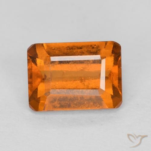 1.26ct 자연스러운 딥 오렌지 헤소나이트 가넷, 에메랄드 컷, VS