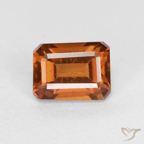 1.44ct 자연스러운 딥 오렌지 헤소나이트 가넷, 에메랄드 컷, VVS-VS
