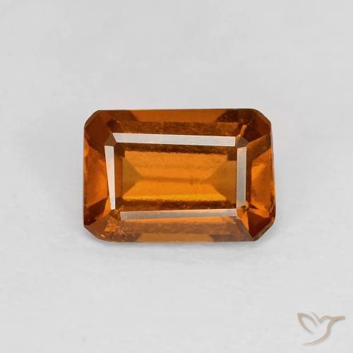 1.06ct 자연스러운 Medium Dark-Orange 헤소나이트 가넷, 에메랄드 컷, VVS-VS