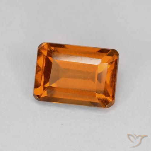 1.41ct 자연스러운 딥 오렌지 헤소나이트 가넷, 에메랄드 컷, VVS-VS