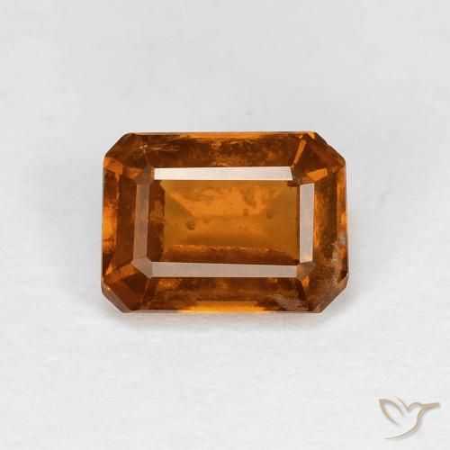 1.27ct 자연스러운 딥 오렌지 헤소나이트 가넷, 에메랄드 컷, VS