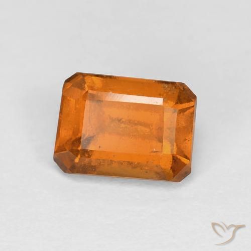 1.41ct 자연스러운 미디엄 오렌지 헤소나이트 가넷, 에메랄드 컷, VVS-VS