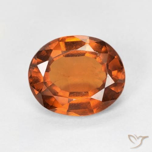 1.66ct 자연스러운 붉은 오렌지 헤소나이트 가넷, 타원형, VVS-VS