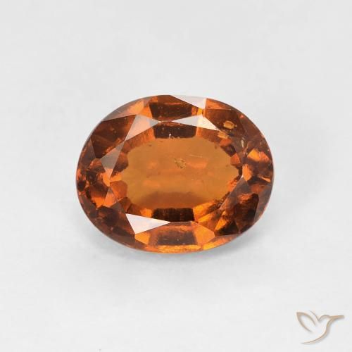 1.55ct 자연스러운 다크 오렌지 헤소나이트 가넷, 타원형, VS