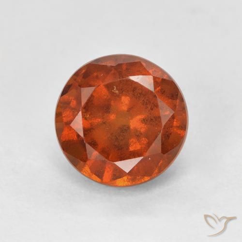 2.06ct 자연스러운 붉은 오렌지 헤소나이트 가넷, 둥근, VS