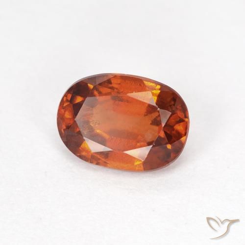 1.09ct 자연스러운 붉은 오렌지 헤소나이트 가넷, 타원형, VS