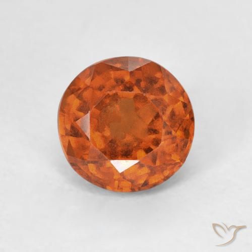 0.98ct 자연스러운 앰버 오렌지 헤소나이트 가넷, 둥근, VVS-VS