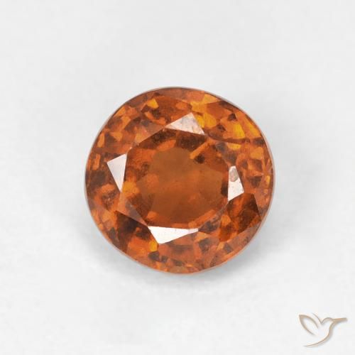 0.94ct 자연스러운 Medium Dark-Orange 헤소나이트 가넷, 둥근, VVS-VS