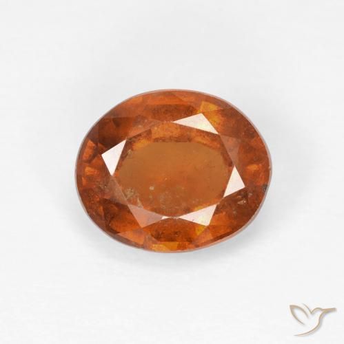 2.12ct 자연스러운 앰버 오렌지 헤소나이트 가넷, 타원형, VS