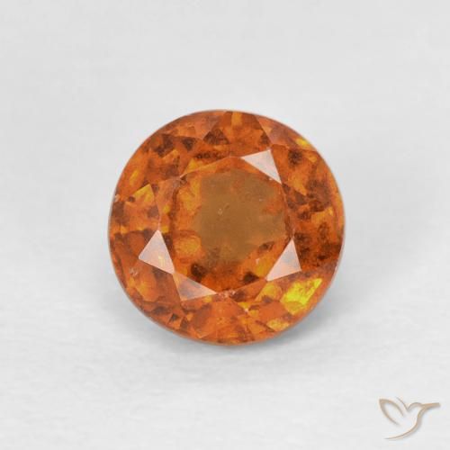 0.95ct 자연스러운 딥 오렌지 헤소나이트 가넷, 둥근, VS