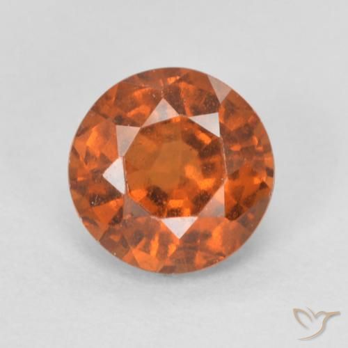 0.86ct 자연스러운 딥 오렌지 헤소나이트 가넷, 둥근, VVS-VS