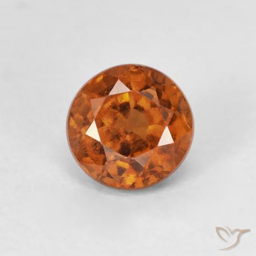 0.90ct 자연스러운 Medium Dark-Orange 헤소나이트 가넷, 둥근, VVS-VS