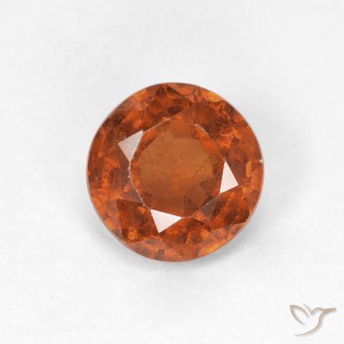 0.95ct 자연스러운 Medium Dark-Orange 헤소나이트 가넷, 둥근, VS