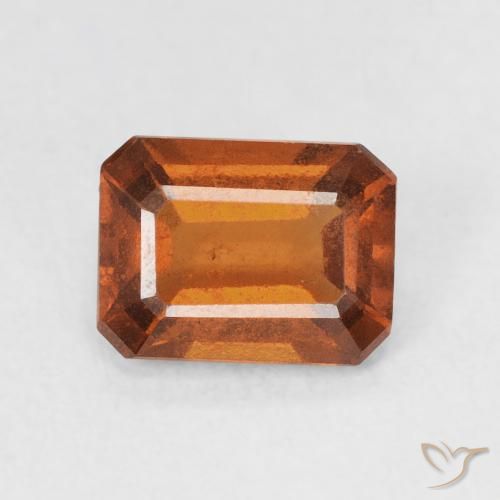 1.44ct 자연스러운 딥 오렌지 헤소나이트 가넷, 에메랄드 컷, VVS-VS