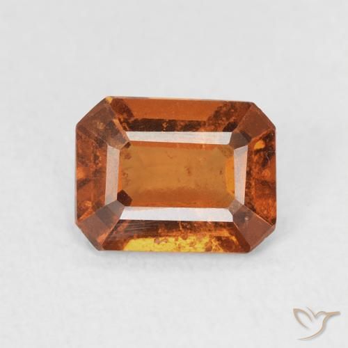 1.08ct 자연스러운 딥 오렌지 헤소나이트 가넷, 에메랄드 컷, VVS-VS