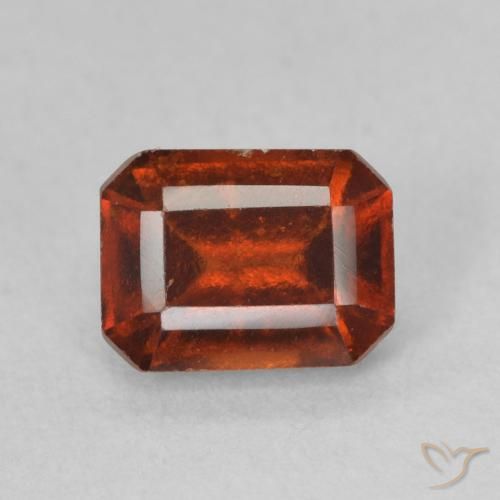 1.41ct 자연스러운 딥 오렌지 헤소나이트 가넷, 에메랄드 컷, VS