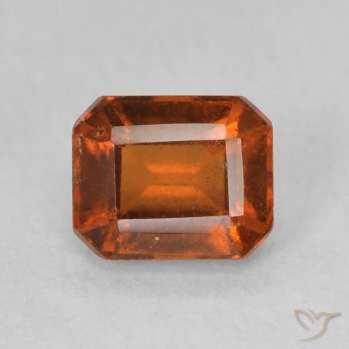 1.27ct 자연스러운 딥 오렌지 헤소나이트 가넷, 에메랄드 컷, VS