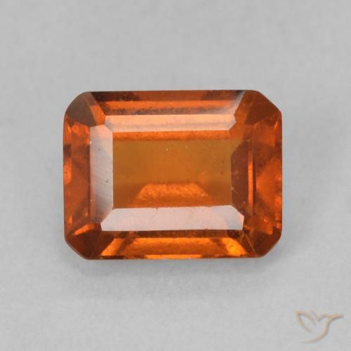 1.56ct 자연스러운 붉은 오렌지 헤소나이트 가넷, 에메랄드 컷, VS