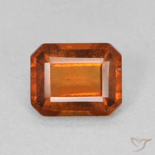 1.07ct 자연스러운 미디엄 오렌지 헤소나이트 가넷, 에메랄드 컷, VS